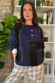 Duran Panel Grid Applique Sweatshirt Navy